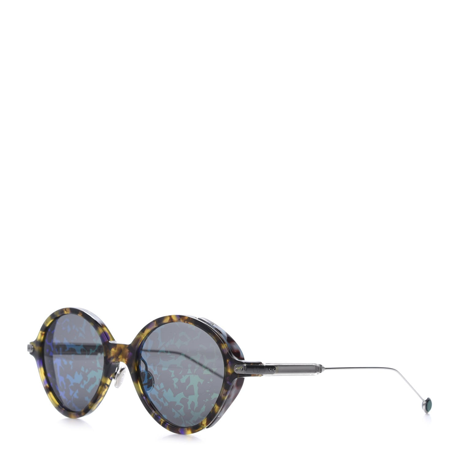 Christian Dior Acetate Leaf Print Umbrage Round Sunglasses Green Foliage 1 of 9