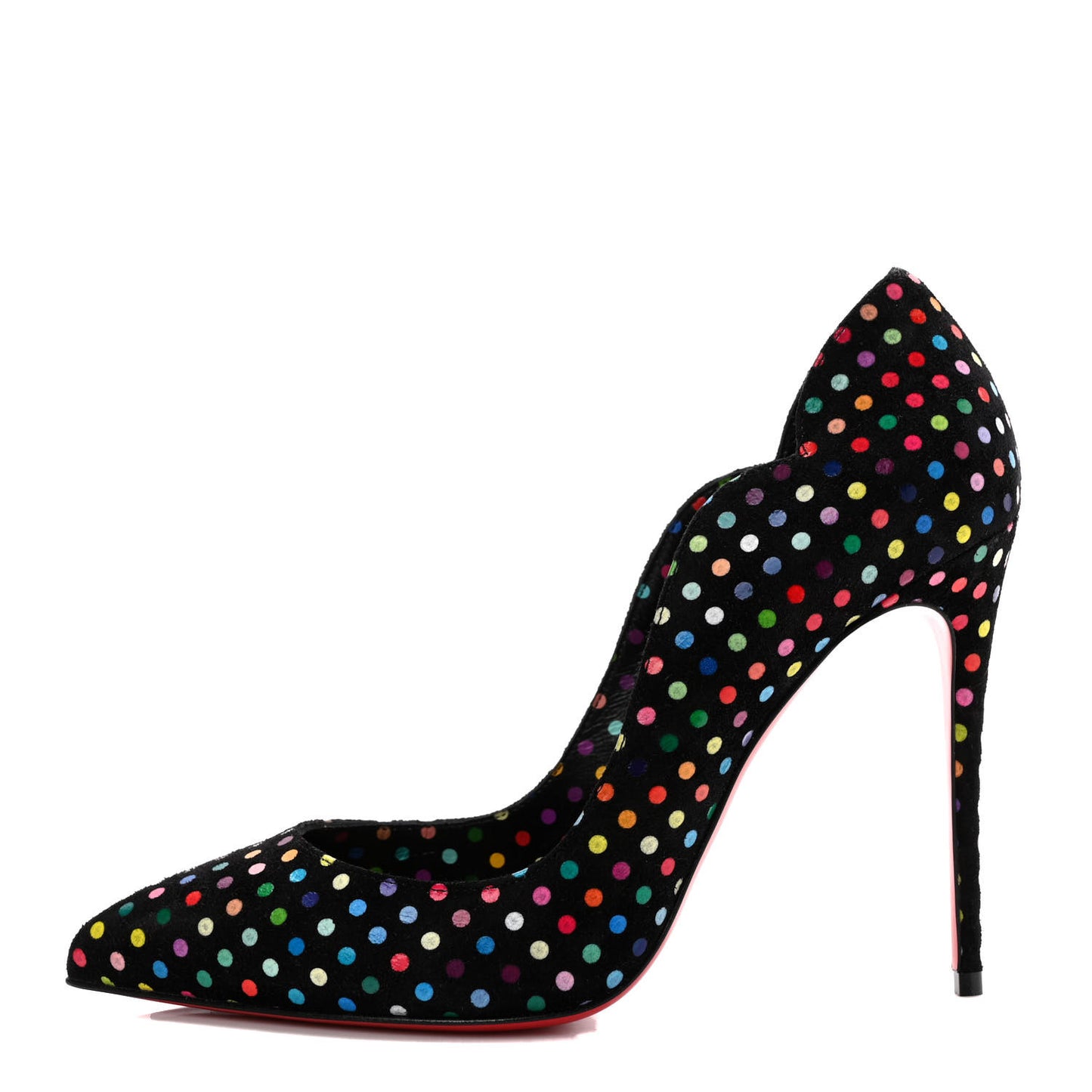 Suede Polka Dot Hot Chick 100 Pumps 38.5 Black Multicolor