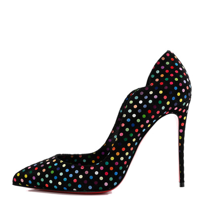 Christian Louboutin Suede Polka Dot Hot Chick 100 Pumps 38.5 Black Multicolor 1 of 8