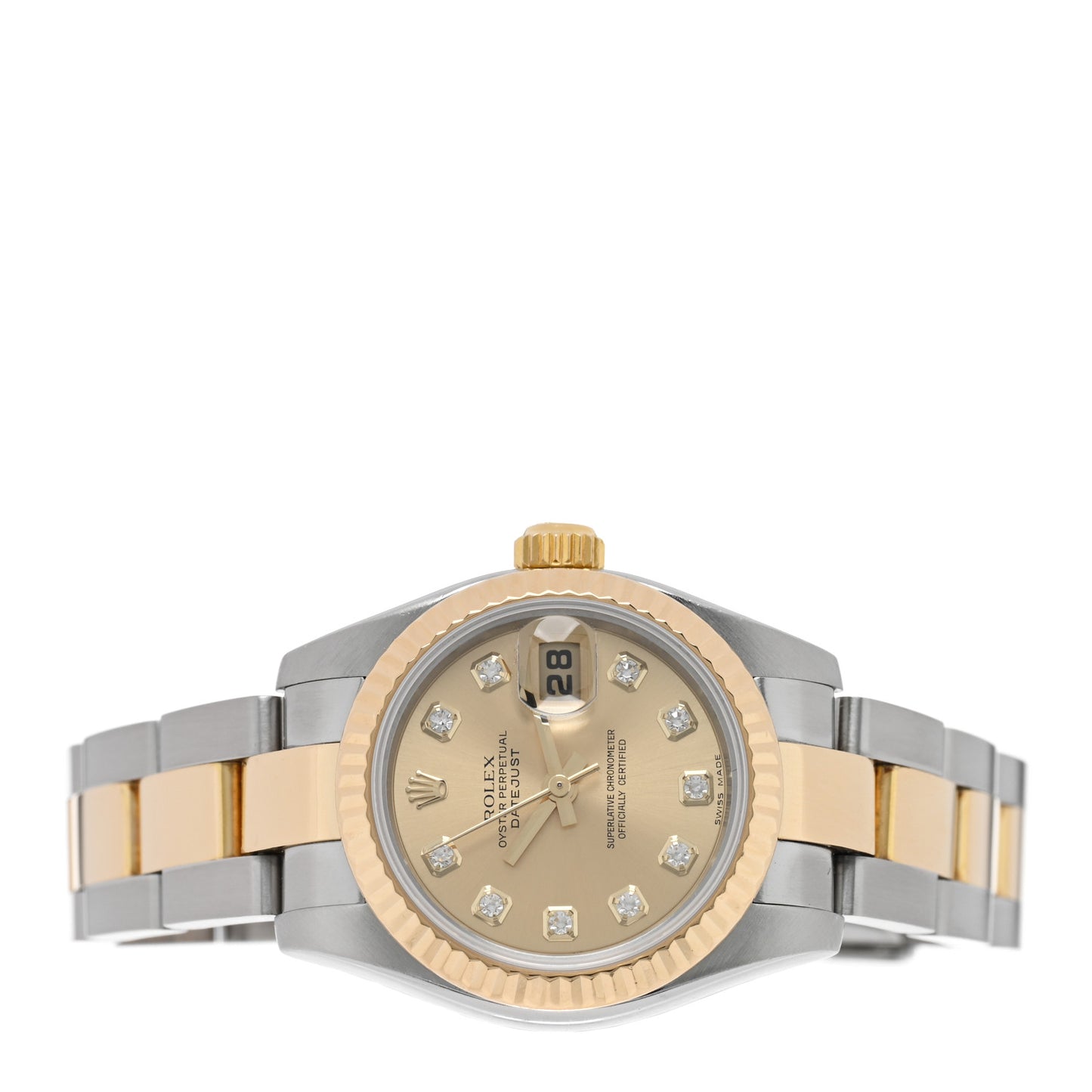Stainless Steel 18K Yellow Gold Diamond 26mm Oyster Perpetual Datejust Watch Champagne 179173