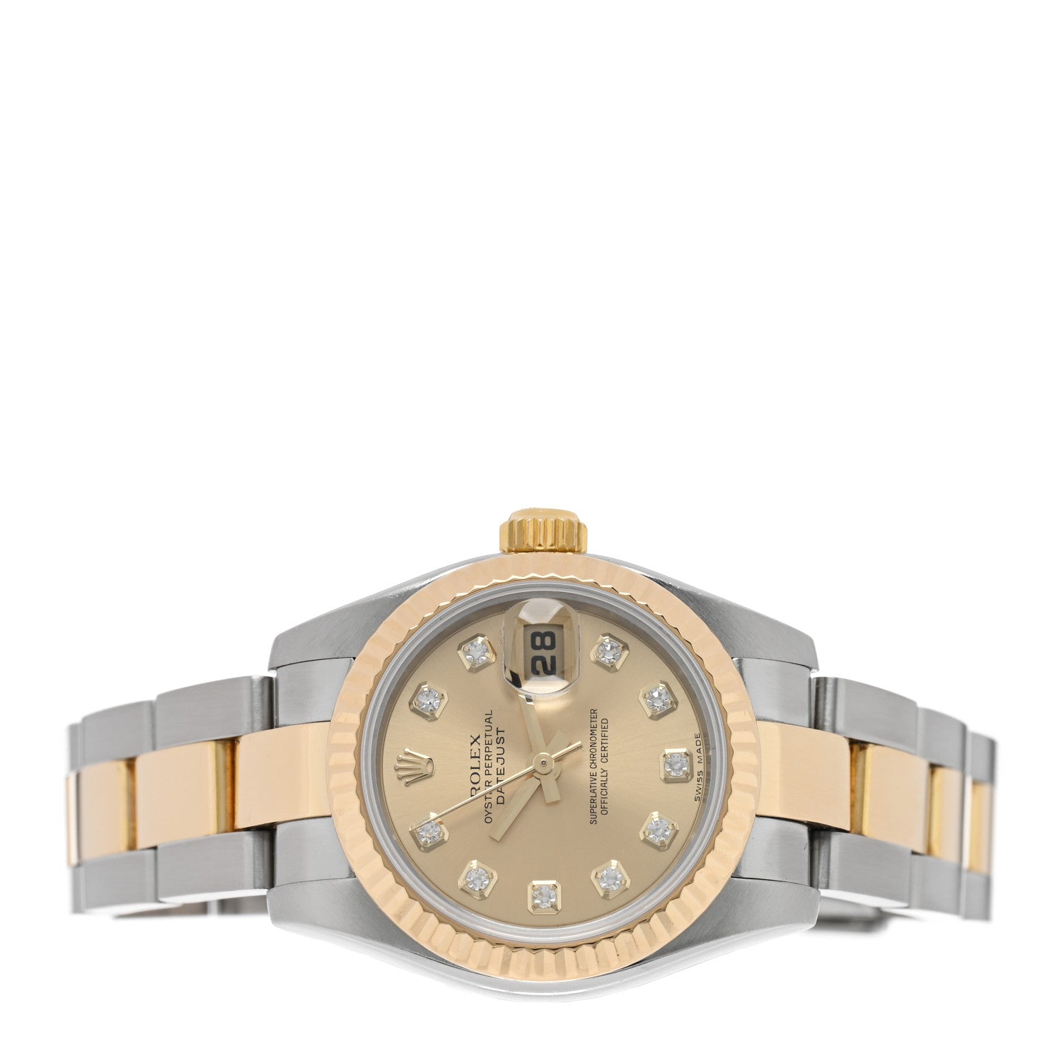 Rolex Stainless Steel 18K Yellow Gold Diamond 26mm Oyster Perpetual Datejust Watch Champagne 179173 2 of 5