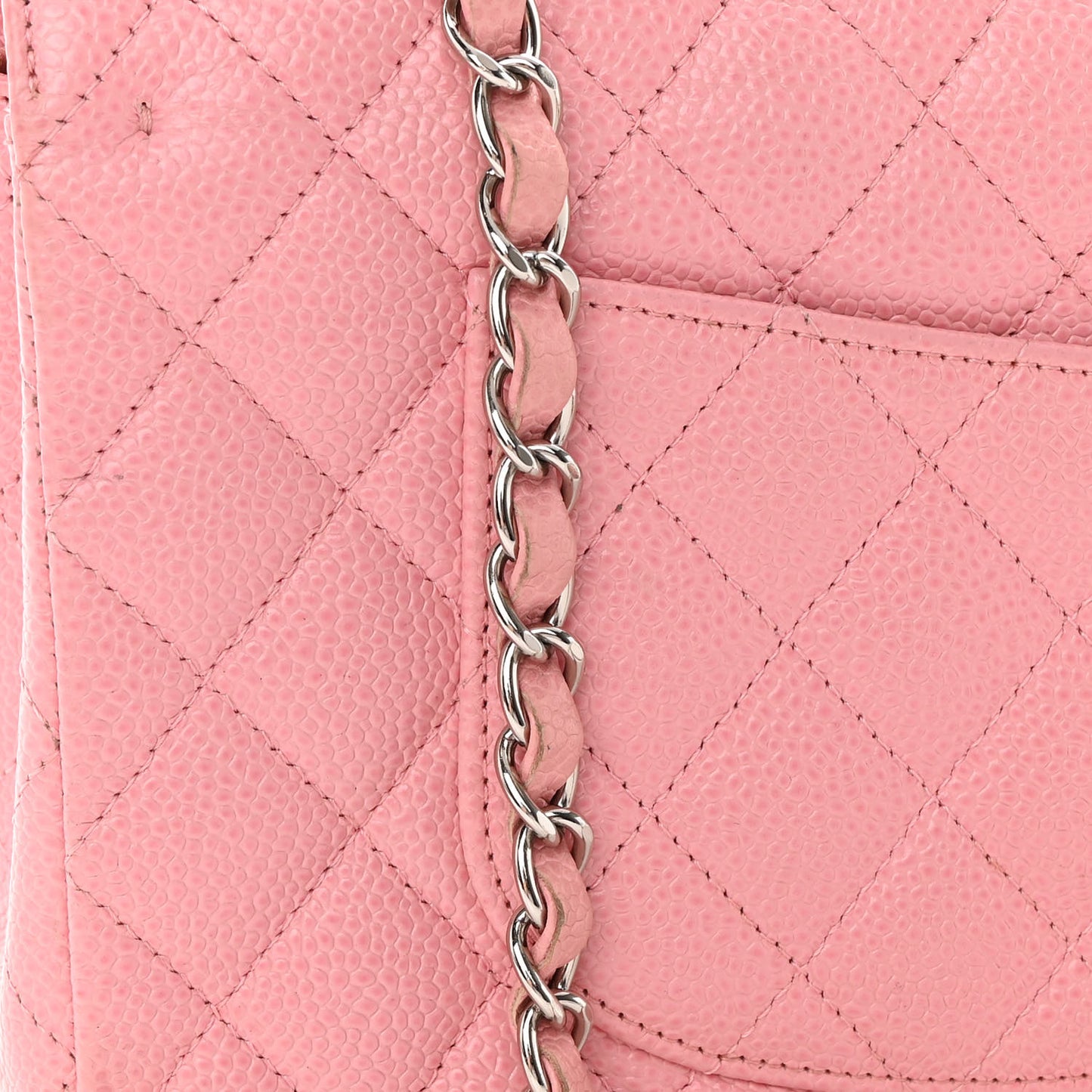 Caviar Quilted Medium Double Flap Light Pink