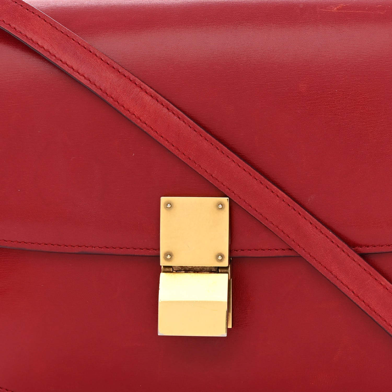 Celine Box Calfskin Medium Classic Box Flap Bag Red 10 of 15