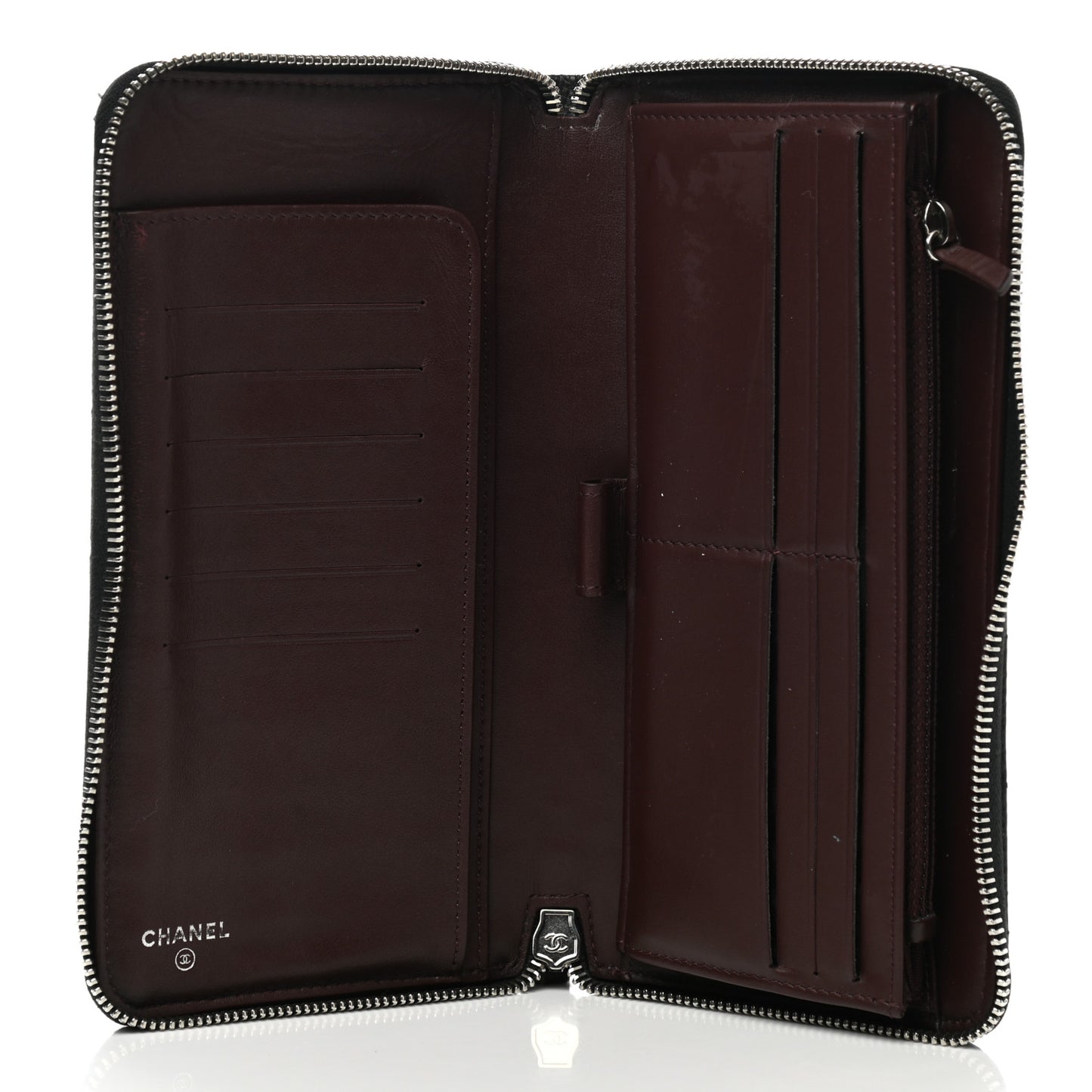 Caviar Quilted Large Zip Around Organizer Wallet Black