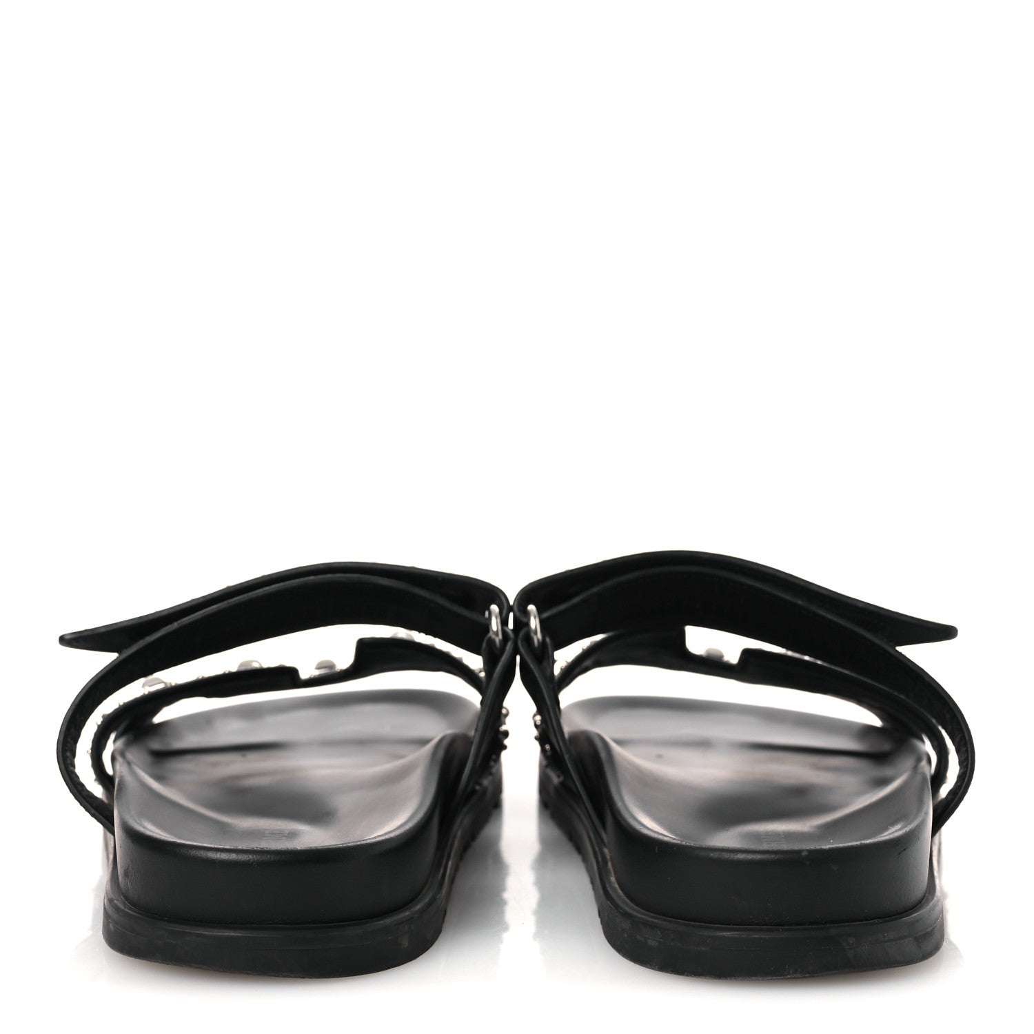 Hermes Calfskin Medor Studded Womens Chypre Sandals 38.5 Black 6 of 13