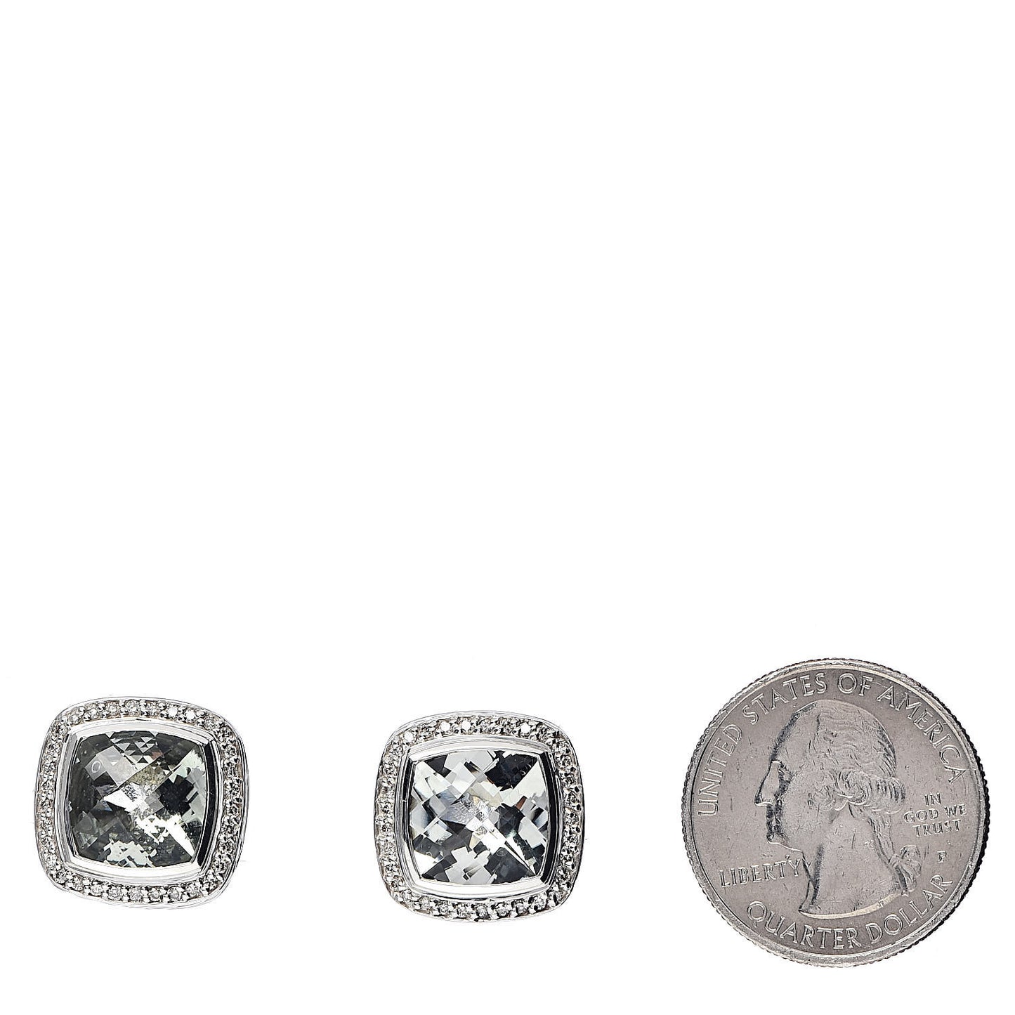 Sterling Silver Diamond Prasiolite 11mm Albion Earrings