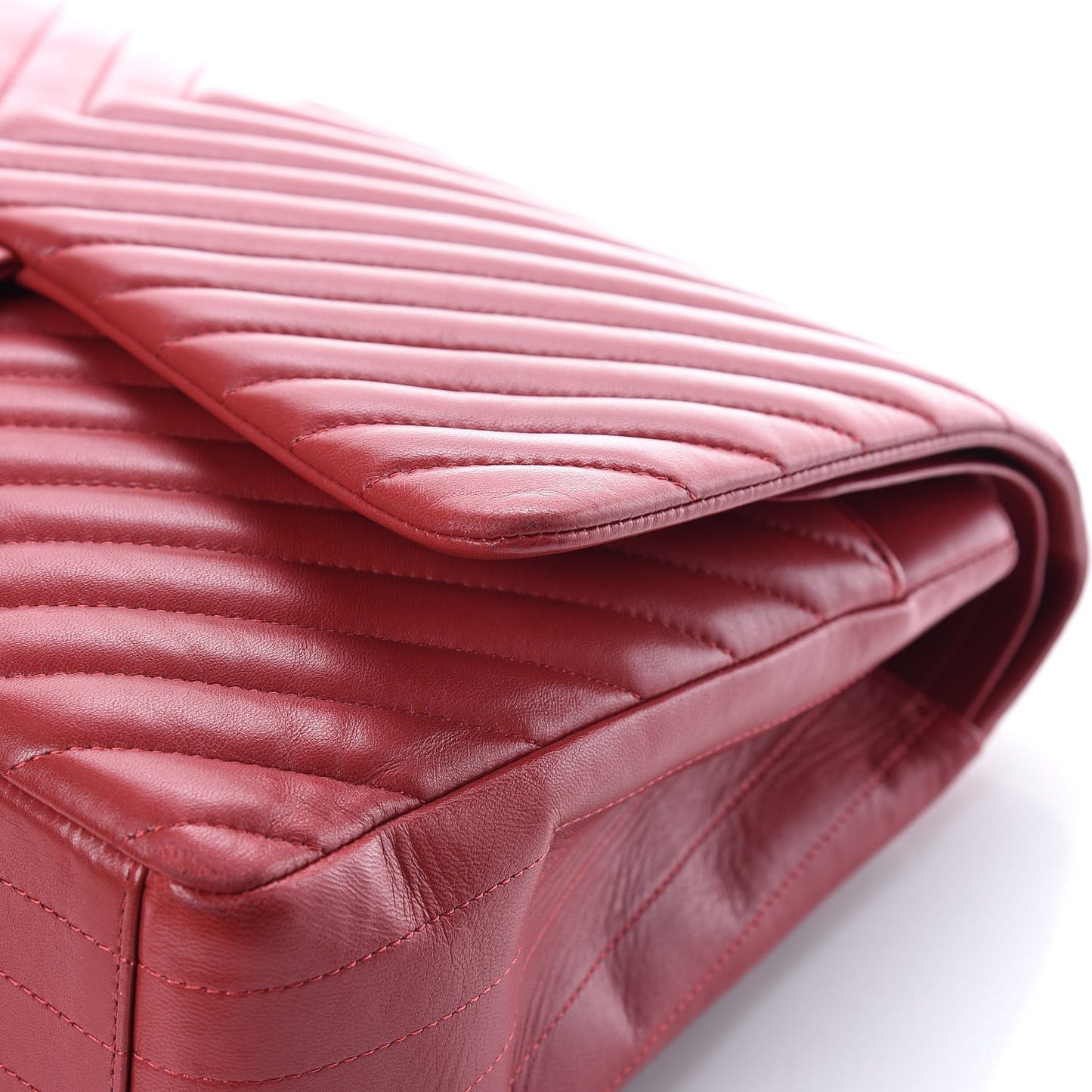 Lambskin Chevron Quilted Maxi Double Flap Red