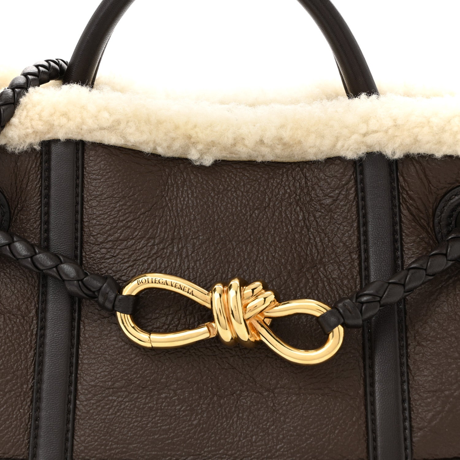 Bottega Veneta Shearling Aviator Small Andiamo Shoulder Bag Brown 7 of 11