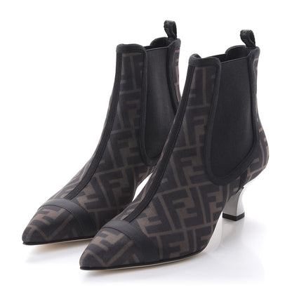 Fendi Mesh Tulle FF Colibri 55mm Ankle Booties 38 Tobacco Moro Black 3 of 9