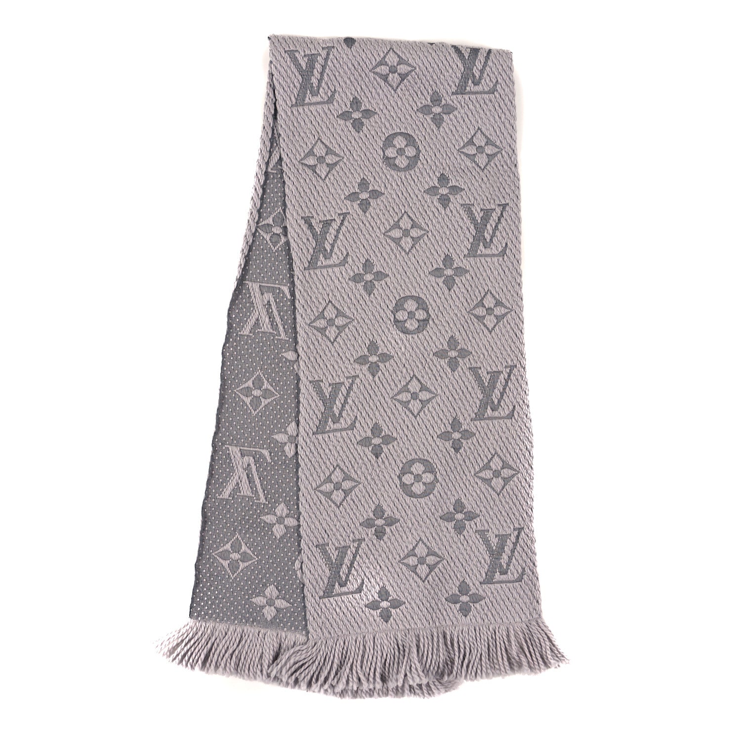 Louis Vuitton Wool Silk Logomania Scarf Pearl Grey 2 of 4