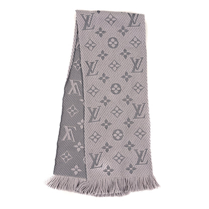 Louis Vuitton Wool Silk Logomania Scarf Pearl Grey 2 of 4