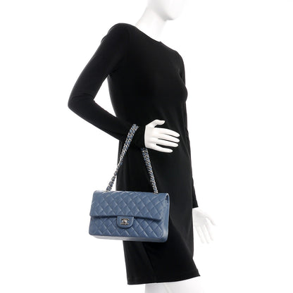 Chanel Caviar Quilted Medium Double Flap Blue 3 of 8