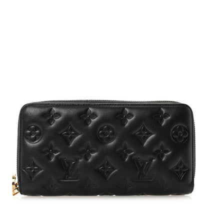 Louis Vuitton Lambskin Embossed Monogram Coussin Zippy Wallet Black 1 of 6