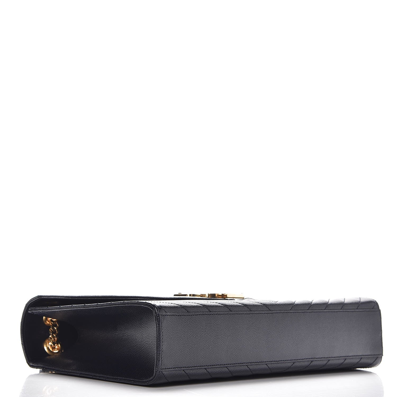 Saint Laurent Grain De Poudre Matelasse Chevron Large Monogram Satchel Midnight Blue 4 of 8