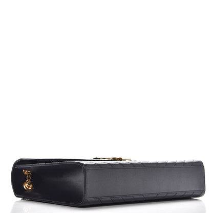 Saint Laurent Grain De Poudre Matelasse Chevron Large Monogram Satchel Midnight Blue 4 of 8