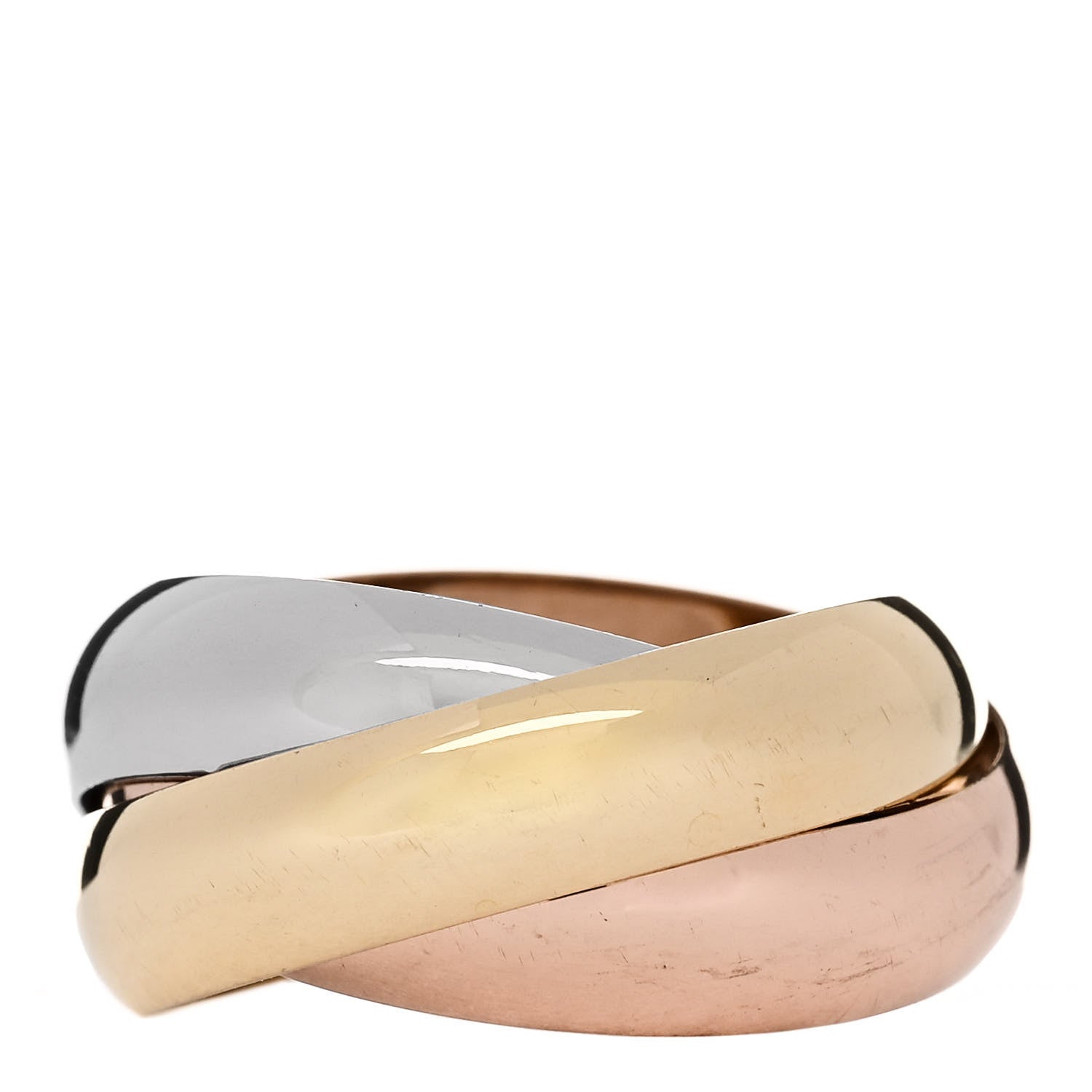 Cartier 18K Pink Yellow White Gold Large Trinity Ring 57 8 3 of 5