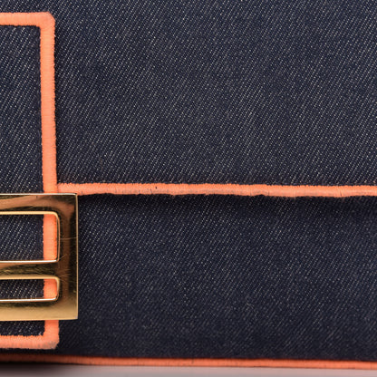 Fendi Denim Large Baguette Blue Arancio Fluo 11 of 15