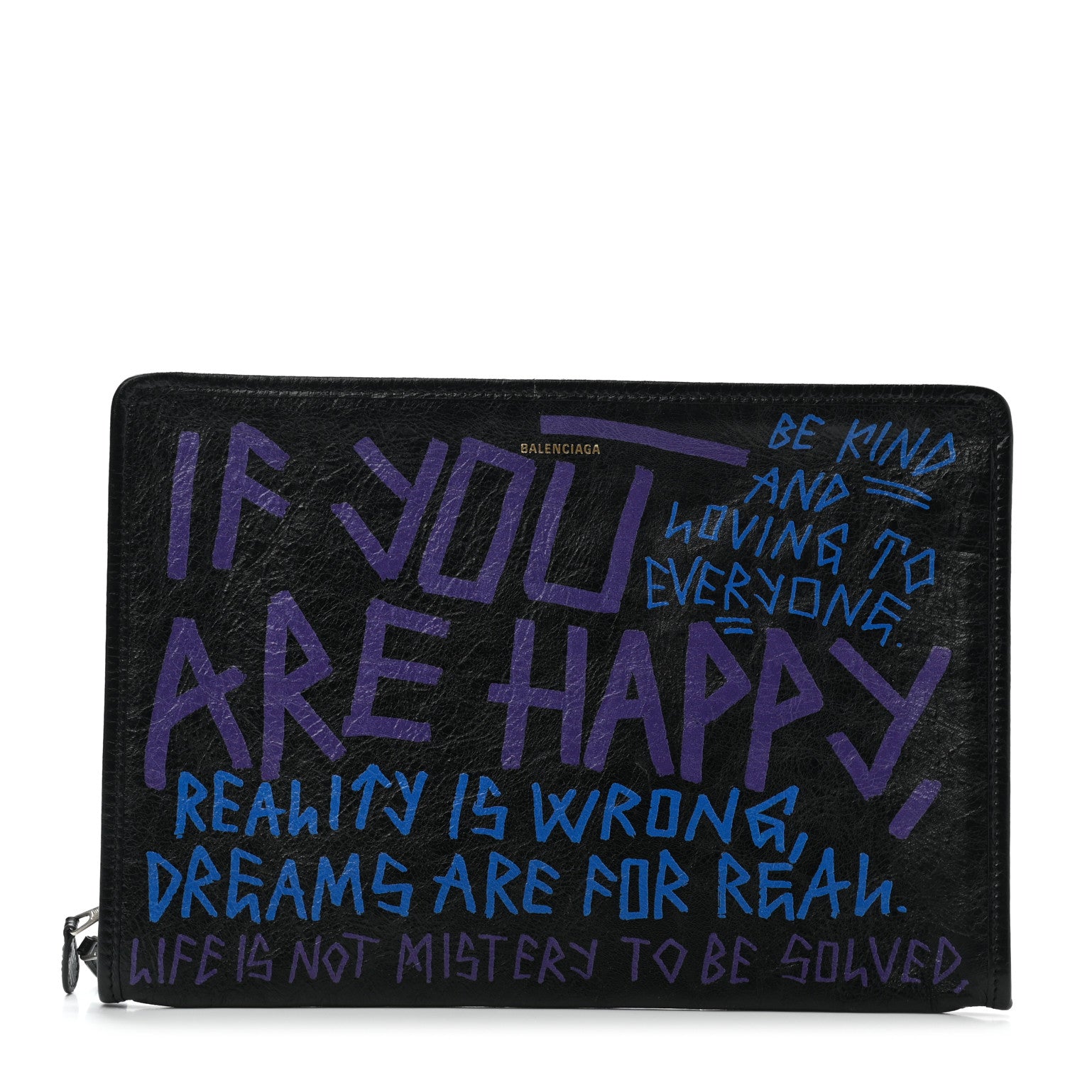 Balenciaga Agneau Arena Graffiti All Over Bazar Pouch Black Bleu Violet 1 of 6