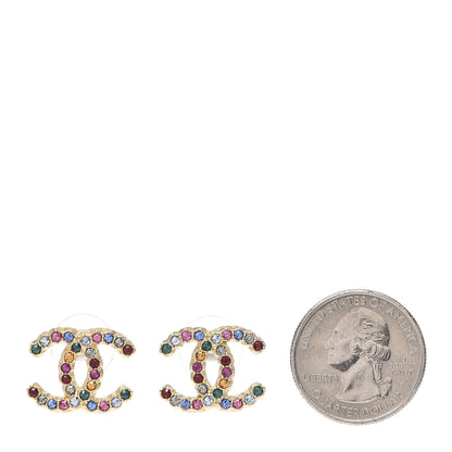 Chanel Crystal Over The Rainbow CC Earrings Gold Multicolor 2 of 4