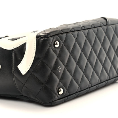 Chanel Calfskin Quilted Large Cambon Bowler Black White 9 of 12