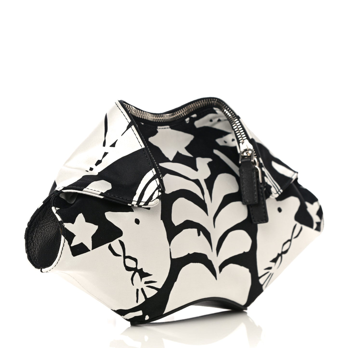 Silk Unicorn Print De Manta Clutch Black White