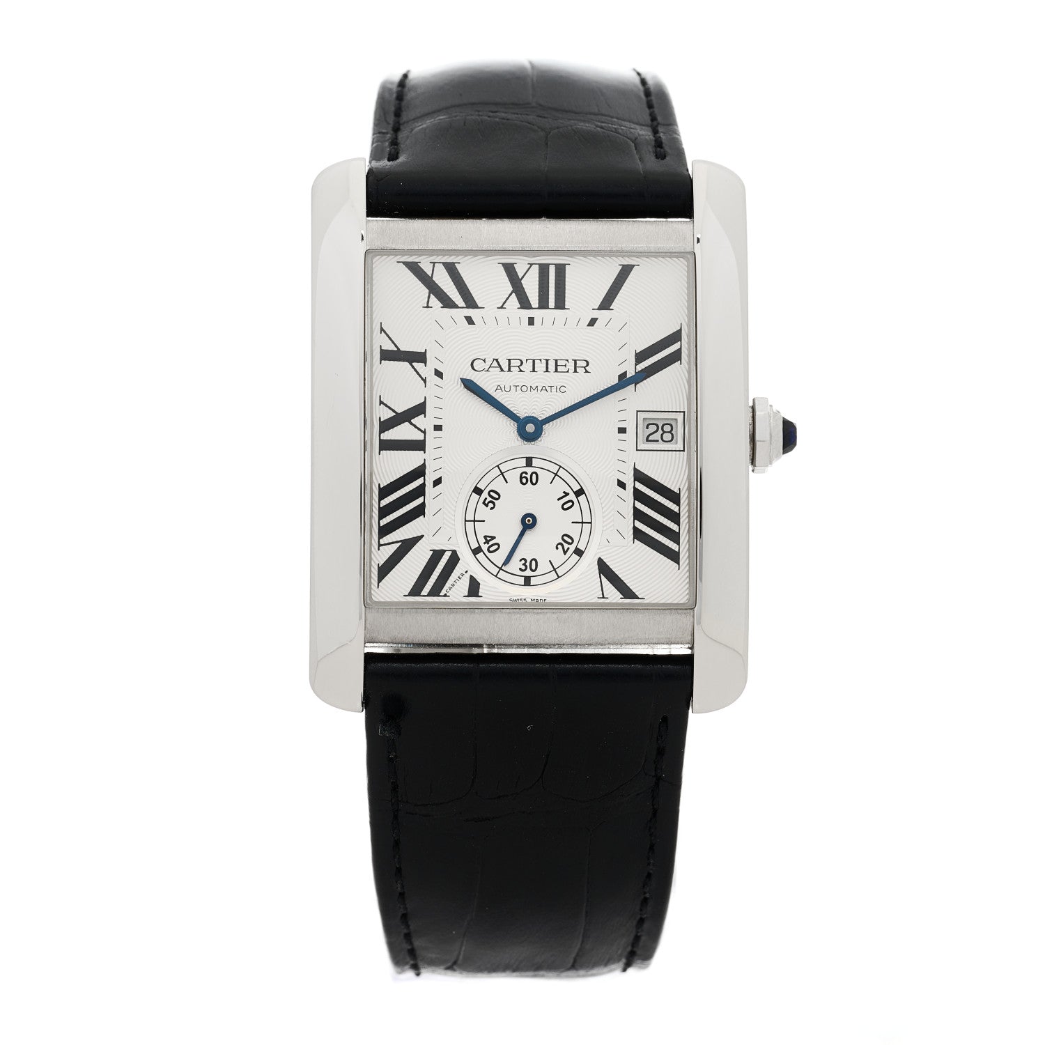 Cartier Stainless Steel Alligator 34mm Tank MC Automatic Watch 1 of 4