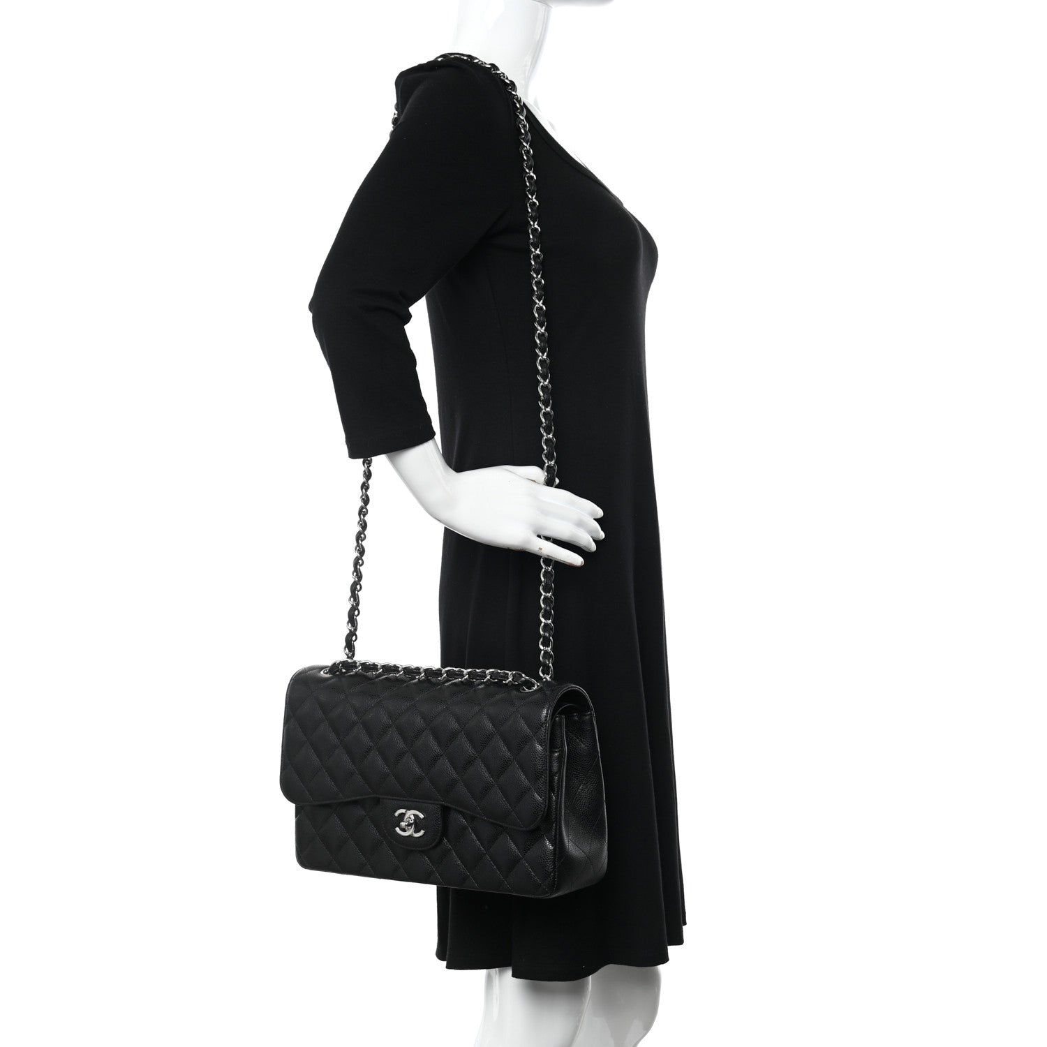 Chanel Caviar Quilted Jumbo Double Flap Black 2 of 11