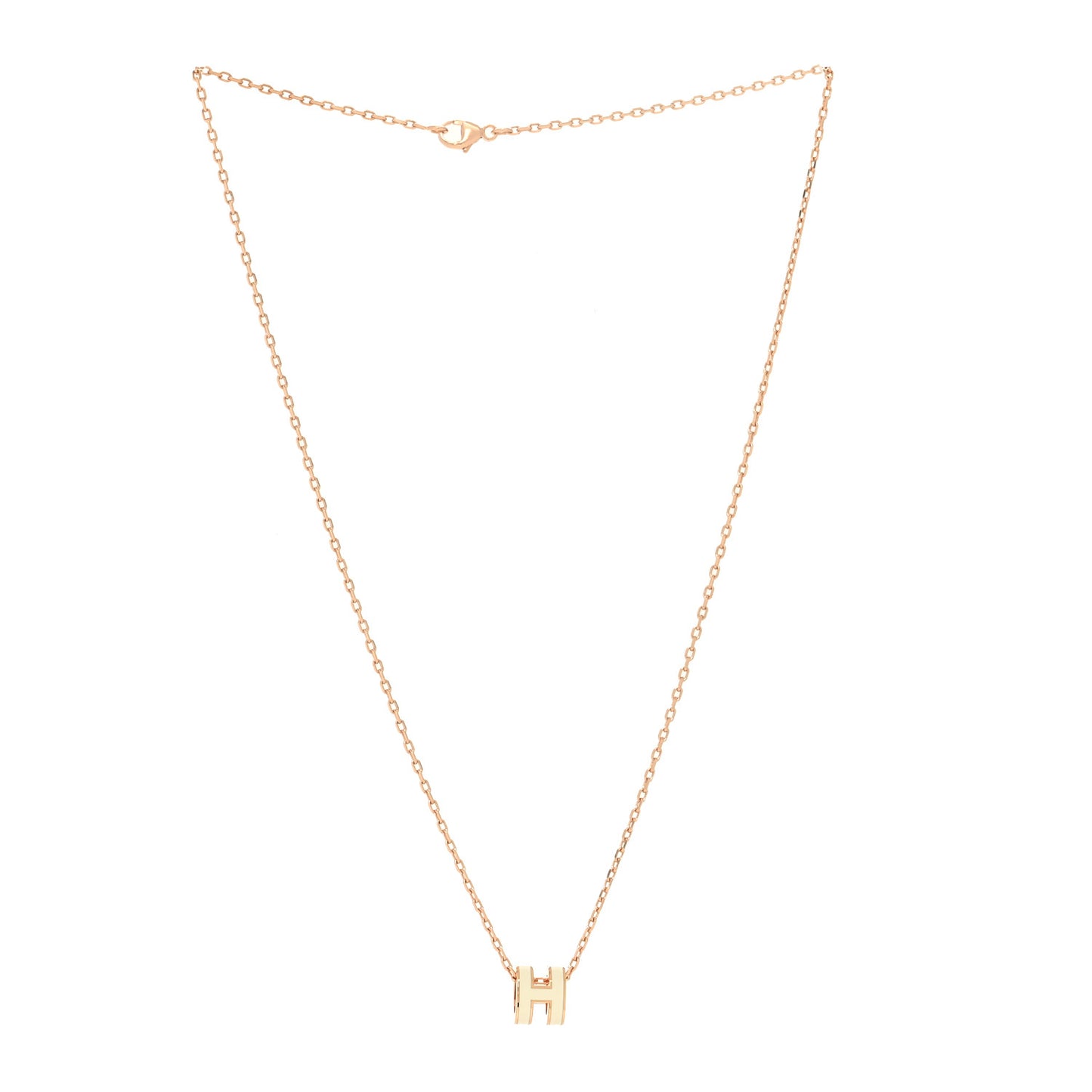 Lacquered Rose Gold Mini Pop H Pendant Necklace White