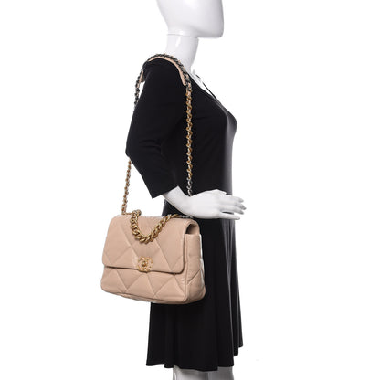Chanel Lambskin Quilted Large 19 Flap Beige 2 of 11