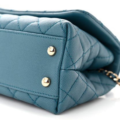 Chanel Caviar Quilted Mini Coco Handle Flap Dark Turqouise 10 of 11