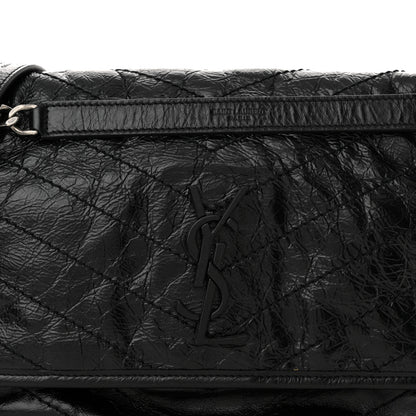 Saint Laurent Crinkled Calfskin Matelasse Monogram Medium Niki Chain Satchel Black 8 of 10