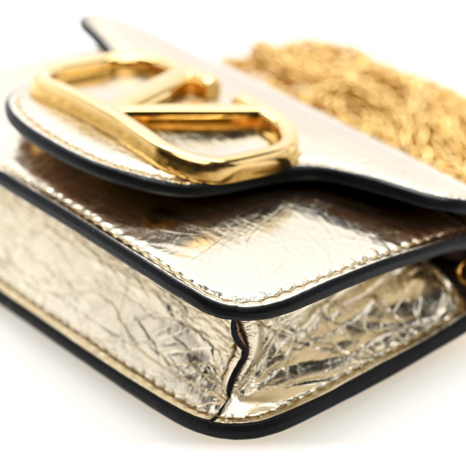 Valentino Garavani Metallic Calfskin Vlogo Micro Loco Shoulder Bag