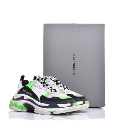 Balenciaga Fabric Mesh Womens Triple S Sneakers 39 White Green Fluo Black 9 of 10