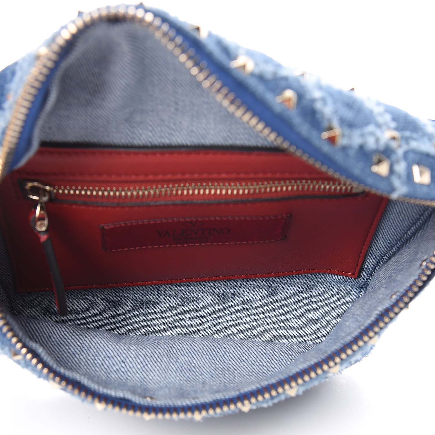 Valentino Garavani Denim Rockstud Spike Belt Bag 85 Blue 5 of 6