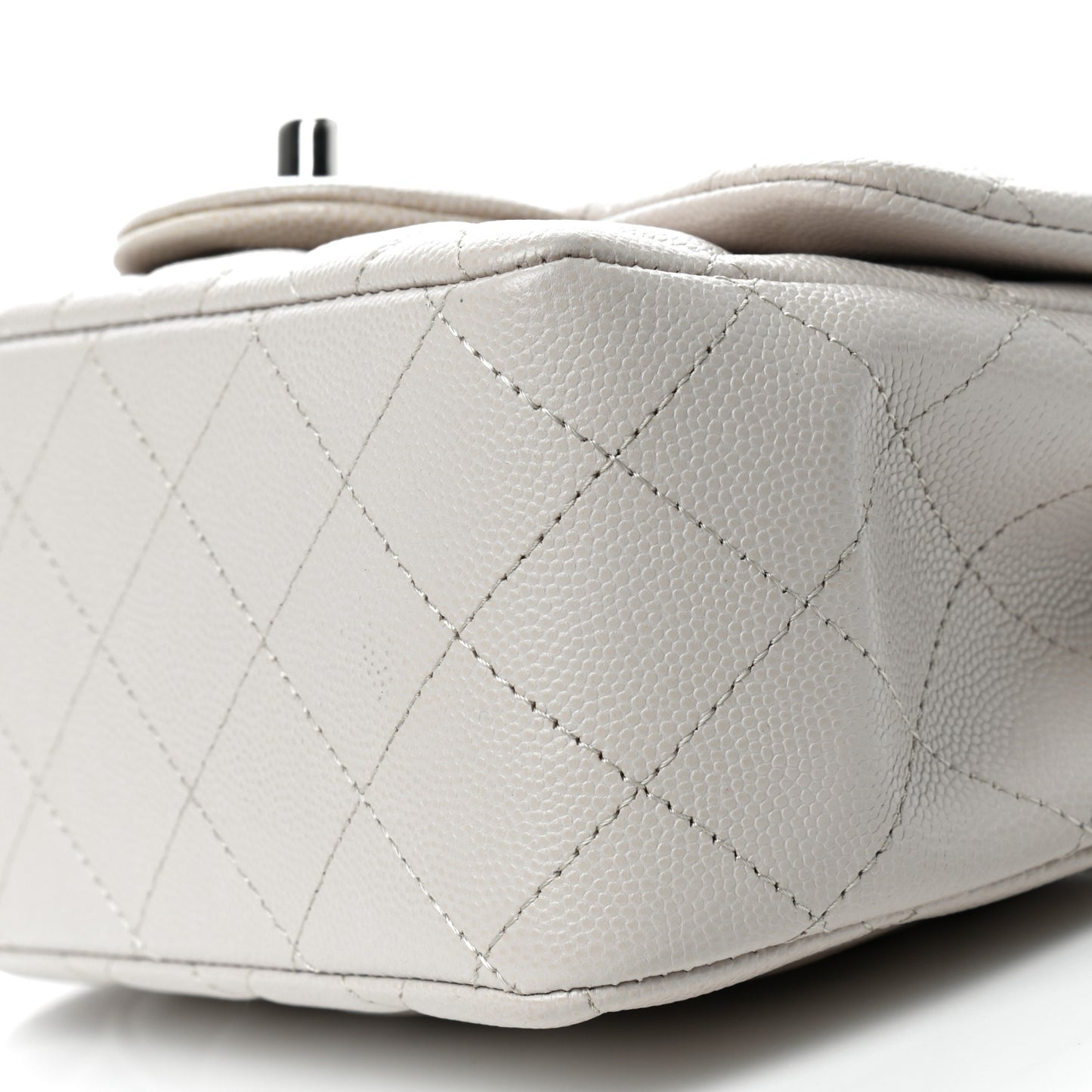 Caviar Quilted Mini Square Flap White