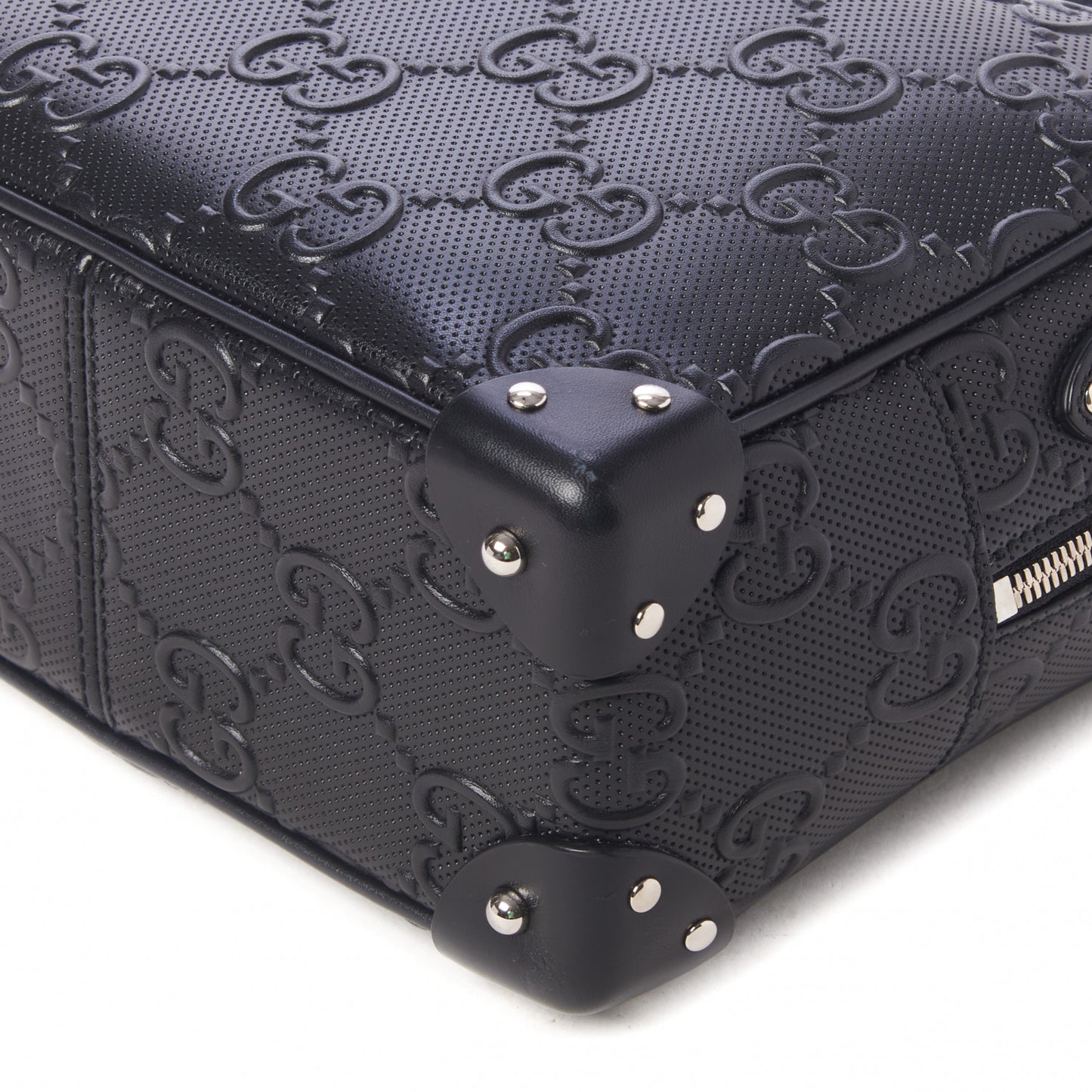 Calfskin GG Tennis Embossed Square Messenger Bag Black