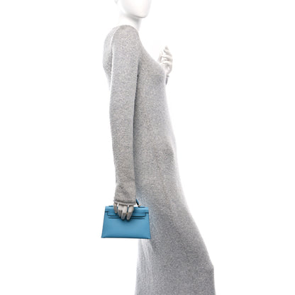 Hermes Madame Calfskin Mini Kelly Sellier 20 Bleu Du Nord 3 of 21
