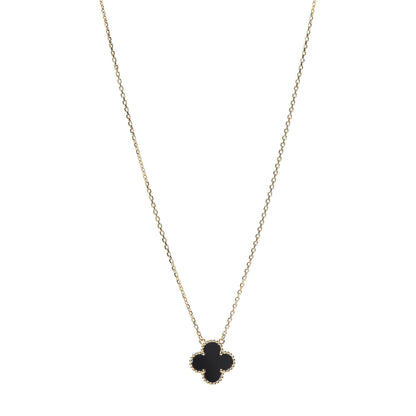 Van Cleef & Arpels 18K Yellow Gold Black Onyx Vintage Alhambra Pendant Necklace 1 of 6