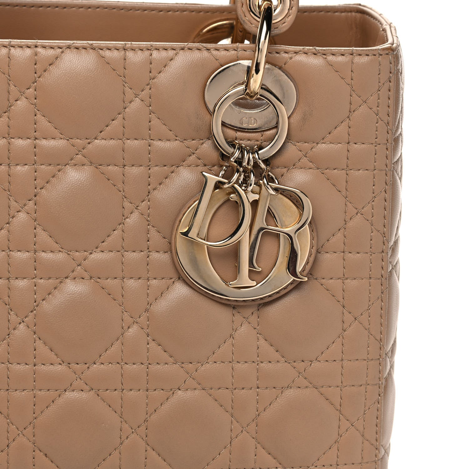 Christian Dior Lambskin Cannage Medium Lady Dior Beige 9 of 12
