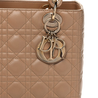 Christian Dior Lambskin Cannage Medium Lady Dior Beige 9 of 12