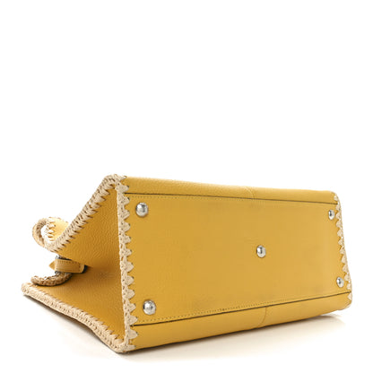 Fendi Cuoio Romano Selleria Raffia Bi-Color Woven Medium Peekaboo X-Lite Sunflower Paglia 4 of 8