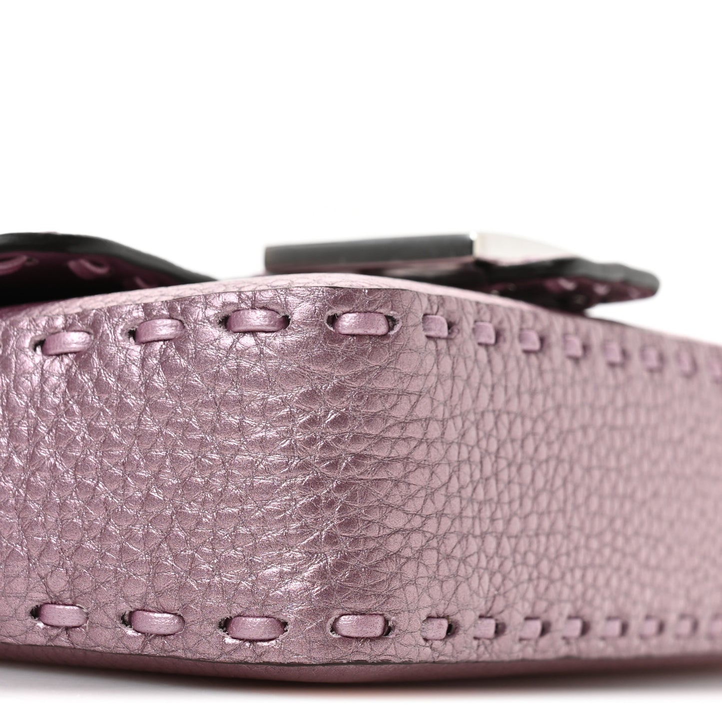 Metallic Cuoio Roma Sellerissima Nappa Sintetica Tape Stitch Mini Baguette Rosa Placca Argento