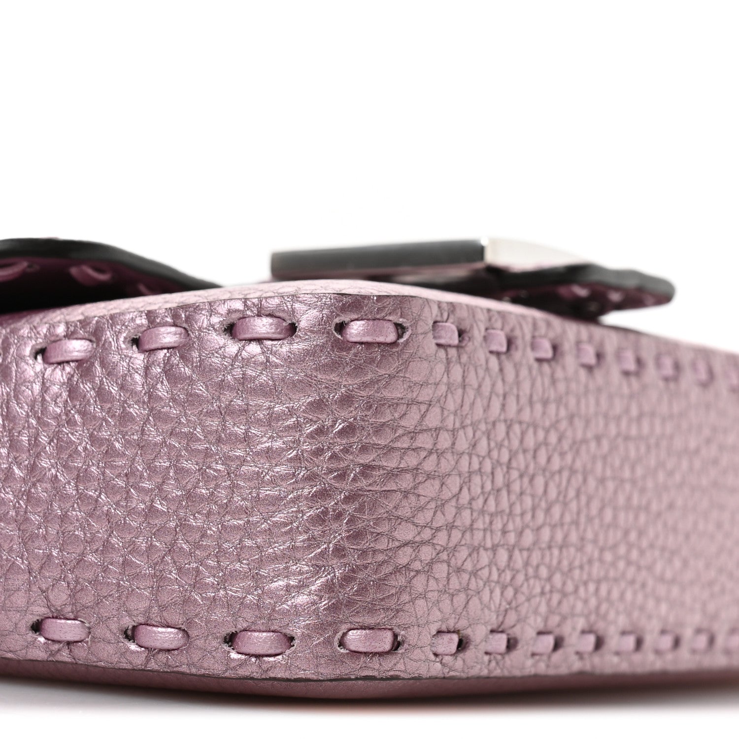 Fendi Metallic Cuoio Roma Sellerissima Nappa Sintetica Tape Stitch Mini Baguette Rosa Placca Argento 9 of 10