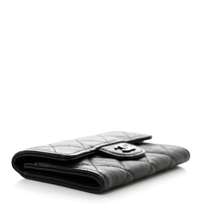 Chanel Crumpled Calfskin Quilted Flap Card Holder Wallet So Black 4 of 10