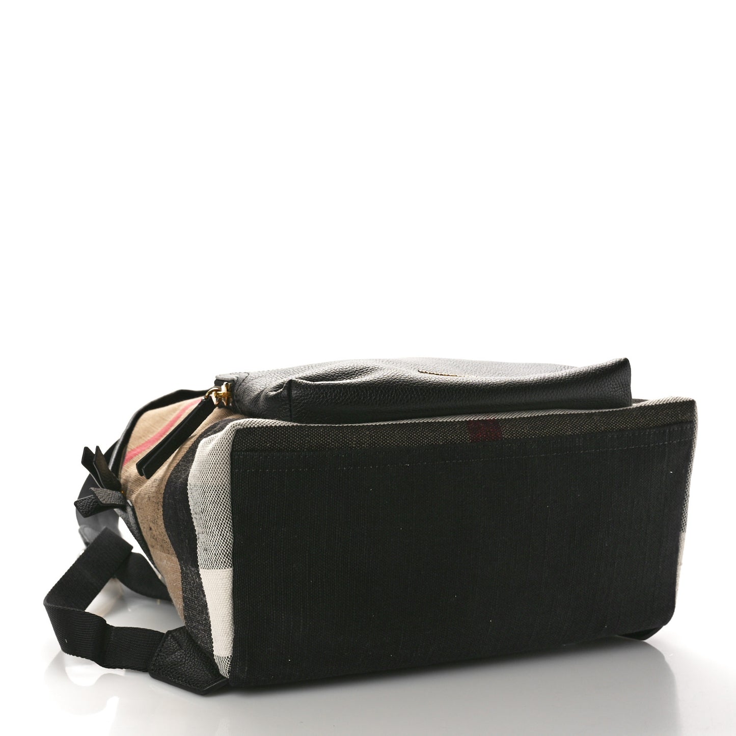 Mega Check Calfskin Abbeydale Simple Backpack Black Camel