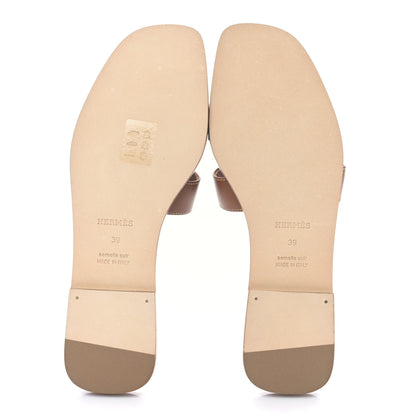 Hermes Box Calfskin Oran Sandals 39 Gold 5 of 8