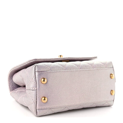 Chanel Metallic Caviar Quilted Extra Mini Coco Handle Flap Light Pink 4 of 10