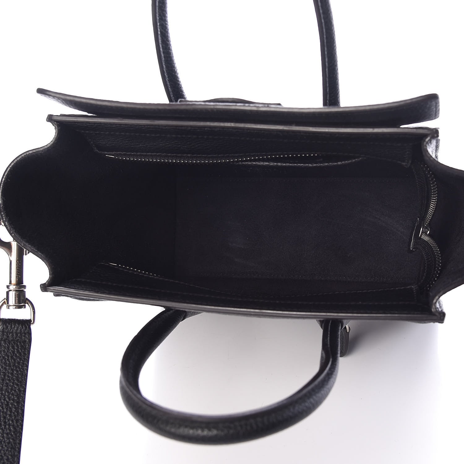 Celine Drummed Calfskin Nano Luggage Black 5 of 9