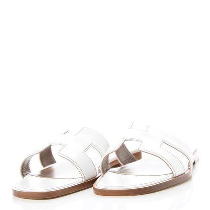 Hermes Box Calfskin Oran Sandals 36 White 3 of 7