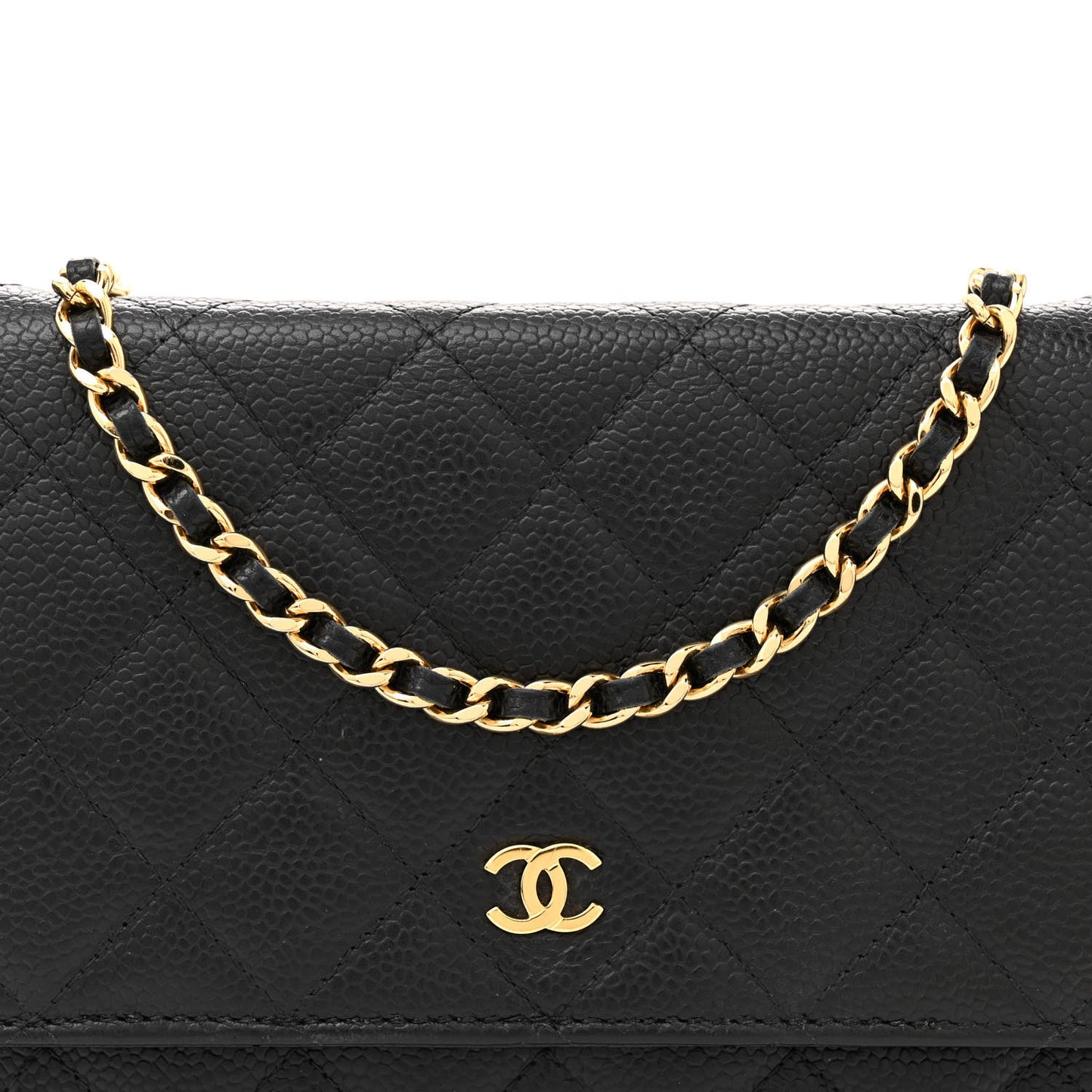 Caviar Quilted Wallet on Chain WOC Black